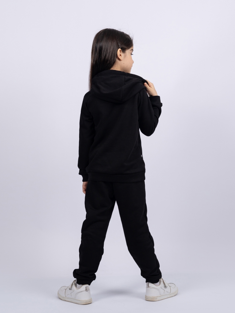 311-Ч. Свитшот с капюшоном + Штаны, хлопок 65%, 35% ПЭ, 3-х нитка ( без начеса) черный 98,104,110,116