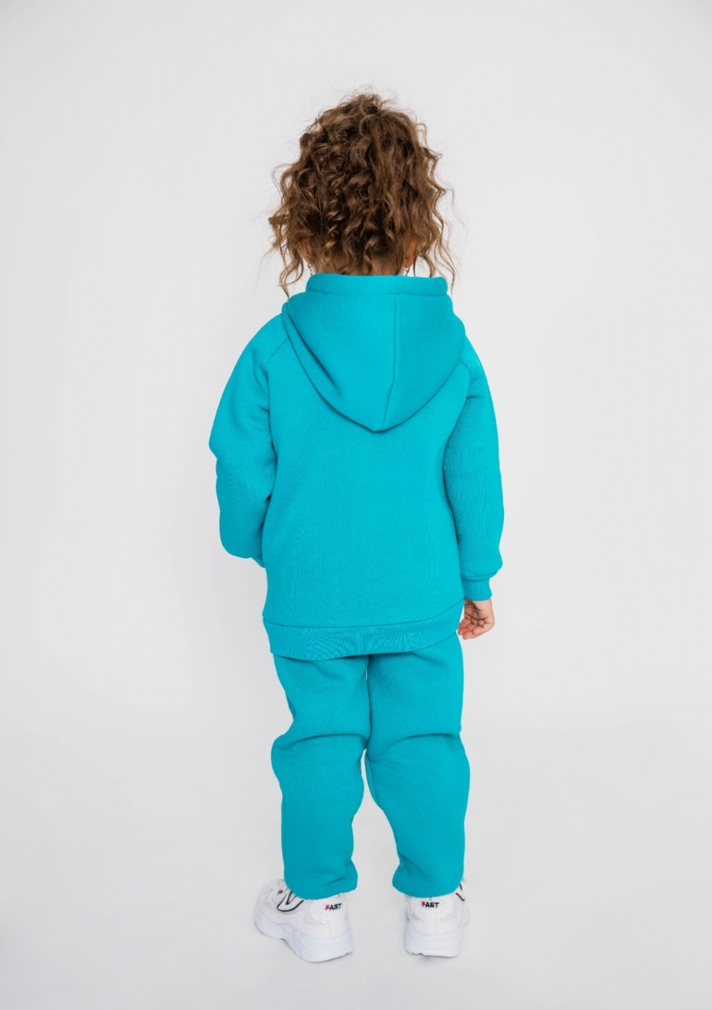 296-Б. Свитшот с капюшоном + Штаны, хлопок 65%, 35% ПЭ, 3-х нитка (начес) бирюза 80,86,92