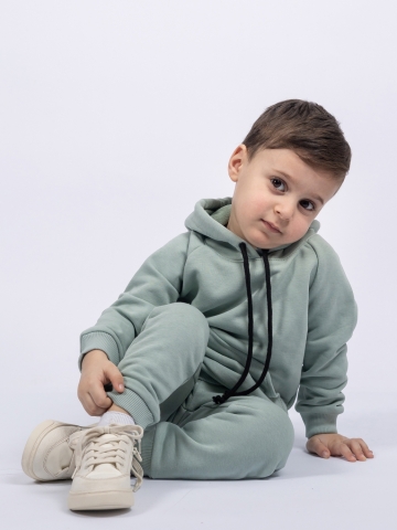 311-ОЛ. Свитшот с капюшоном + Штаны, хлопок 65%, 35% ПЭ, 3-х нитка ( без начеса) олива 80,86,92